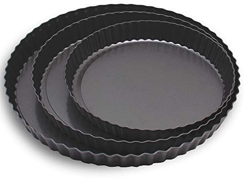 Grandwish 3 Stück Tarteform mit Hebeboden, Antihaft Quicheform, Rund (24/28/32 CM)