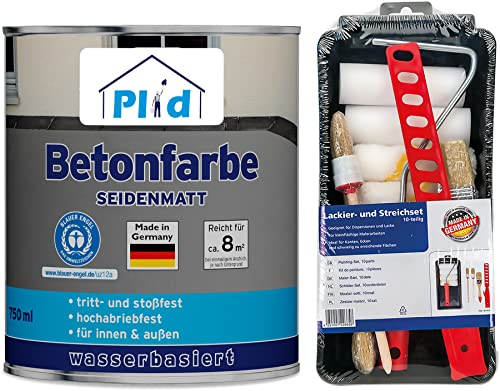Plid® Betonfarbe Innen & Außen Frostsicher Anthrazitgrau 0,75L - Flüssigkunststoff Bodenbeschichtung - Betonfarbe Kellerboden - Bodenfarbe für Keller, Zement, Mauerwerk & Holz - Made in Germany Set