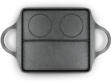 RISOLI' | EXPLORA, BBBurger Piastra Antiaderente 40x25 cm, Griglia Multifunzione, Ideale per Burger o English Breakfast, in Alluminio Fuso Riciclato, Made in Italy