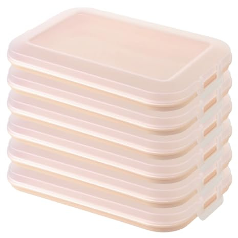 Engelland 6er Set Aufschnitt-Dosen mit integrierter Servierplatte, Frischhaltedose, Aufbewahrungsbox, Lebensmittelbehälter, Aufschnitt-Box, stapelbar, BPA-frei, Küchenbedarf, Kunststoff, Apricot