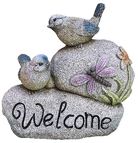 Gartenskulptur fur Auen Vogel Willkommenskulptur, Idyllische Outdoor Courtyard Villa Landschaft Simulation Stein Vogel Willkommen Gartendekoration