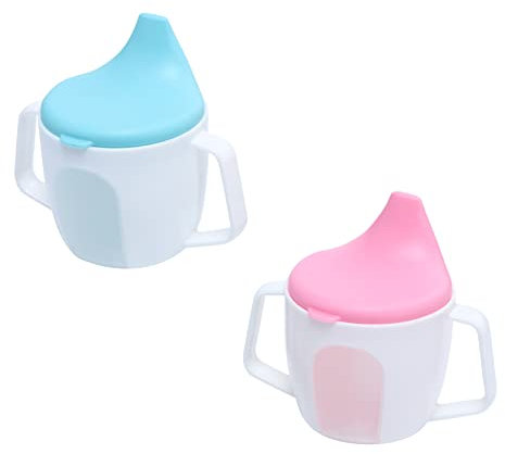 Toyvian Gobelet à Bec Verseur pour Garçon et Lot de 2 Gobelet Anti-Fuite Poignées pour Bébé Bec de Canard Facile à Transporter Utilisation Maison à L'École Pique-Niques