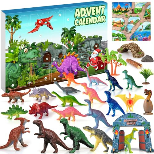 iZoeL Calendario Avvento Dinosauri Calendario Avvento 2026 Regalo Natale Dinosauro Modello, Regali di Natale per Dinosauri/Soprammobili Appassionati Collezionisti
