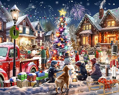 Vermont Christmas Company Puzzle Concours Bonhomme de Neige 1 000 pièces, Puzzle de Noël Grande pièce, pièces emboîtables et aléatoires, 76,2 x 61 cm