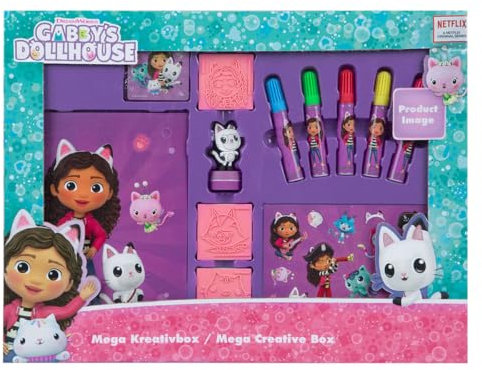 Undercover 6600000038 - Gabbys Puppenschrank Stempel-Set - Inklusive 4 Stempel, 1 Tintenpad, Aufkleber, Malbuch und 5 Buntstifte