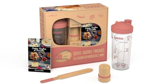 COOKUT - Coffret Miam Shaker, Tampon Huileur et Spatule Crêpe - Guimauve