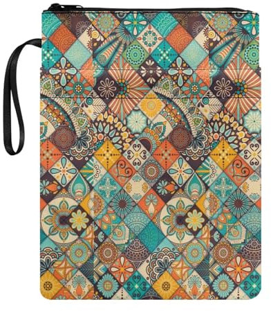 NETILGEN Buchhülle im Bohemian-Stil, für Taschenbuch, Lehrbuch, Dekoration, Buchhüllen für Buchliebhaber, waschbare Buchtasche mit Reißverschluss, für Teenager, Kinder, Erwachsene