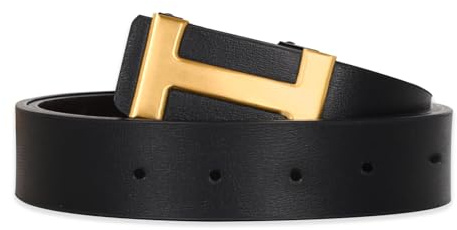 Aurolran Men&Womens Leather Dress Belt Business Automatic Buckle Belt Color-Black Silver Gold