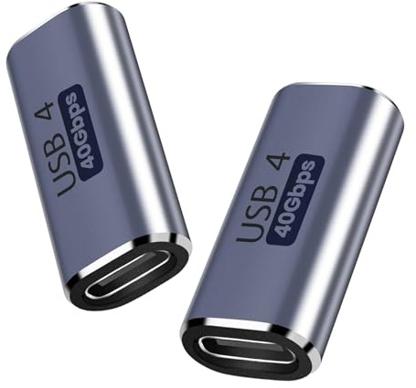 Coupleur USB C femelle-femelle (paquet de 2), connecteur USB4.0 de type C, transfert de données 40 Gbit/s 100 W, charge rapide de type C OTG pour TV, PC, ordinateur portable, tablette, téléphone