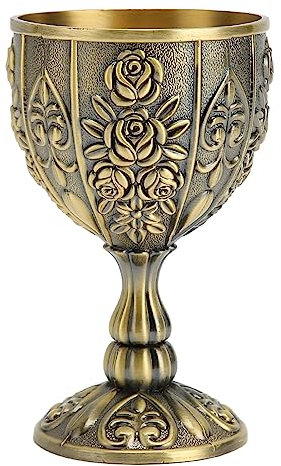 DADEA Coupe de Communion en Or Mini Gobelet à Calice, Coupe à Vin en Relief en Métal Motif de Fleur Vintage Détails Exquis Tasse à Vin en Métal pour Cadeaux de Décoration de Maison(Bronze)