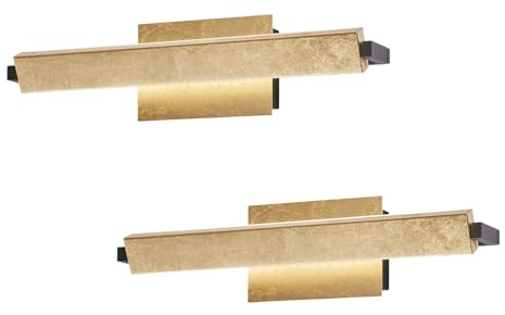 meineWunschleuchte 2er SET Wandlampen schwenkbar & dimmbar, Blattgoldfarben/Schwarz 40cm lang