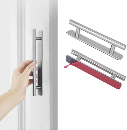 JIZZU Adhesive Kitchen Cupboard Handles, 2Pcs Stick On Door Pull Handles