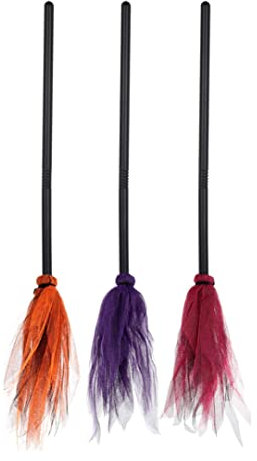 Halloween Kids Toddlers, Halloween Witch Broom Plastic Witch Broomstick Kids Broom Props Witch Broom Party Decoration for Halloween Costume Decoration,3 Pieces