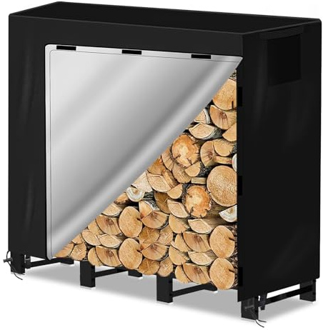 Coolrunner 4.26FT Firewood Log Hoop Cover Firewood Rack Cover 420D Outdoor Log Rack Cover Log Holder Cover for Waterproof, Windproof, Dust-proof