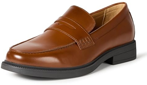 Amazon Essentials Men's Classic Penny Loafers Dress Shoes, Tan Faux Leather, 11 UK