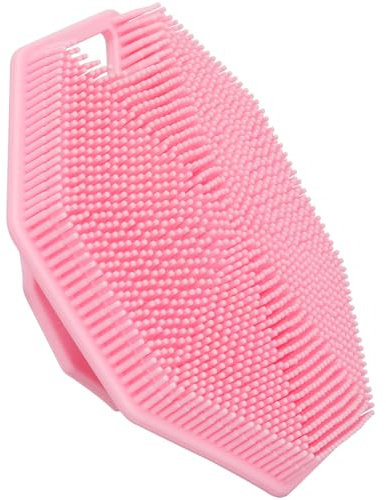 Alyvisun Cepillo Corporal de Silicona con Gancho y Ventosa, Cepillo Corporal de Baño [Exfolia y Masajea Suavemente], Cepillo Ducha de Silicona, Perfecto para Todo Tipo de Piel (Rosa)