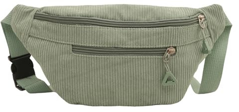 Cord Bauchtasche für Damen und Herren Gürteltasche Damen Verstellbarer Gurt Hüfttasche Bauchtasche Klein Brusttasche Bum Bags aus Cord für Outdoor Sport Laufen (Hellgrün B)