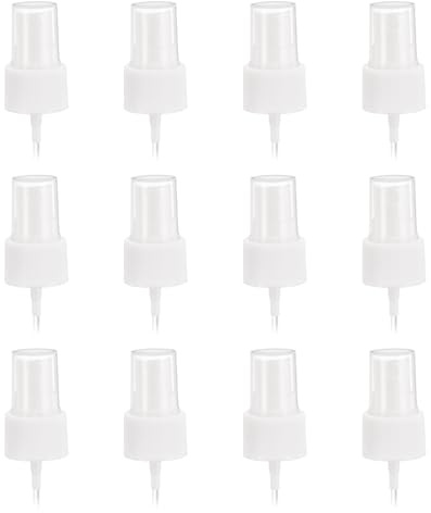 sourcing map 12 Pcs White Spray Top, 24/410 Fine Mist Sprayer Reusable Replacement Spray Bottle Pump Stripe Plastic Top for Cosmetic Perfume and Body Sprays Bottle