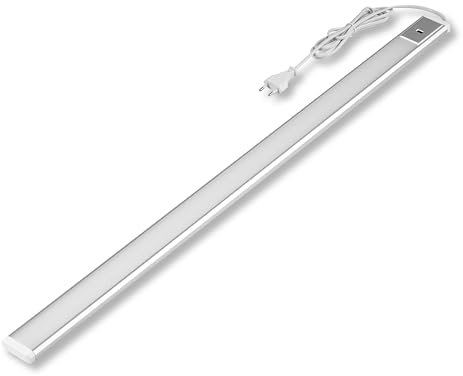 REV Unterbauleuchte Küche LED - Aluminium Schrankbeleuchtung 90cm, 10W, 850 Lumen, 3000K, Küchenbeleuchtung flach mit Sensor, einfache Montage, silber