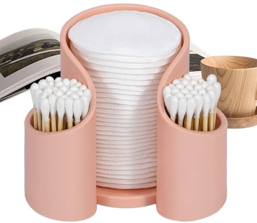 Generisch Distributeur de tampons en coton, support Qtip pour bureau | Support Qtip de bureau sûr et sans goût – Organisateur de maquillage pour fil dentaire, coussinets en coton et tasses