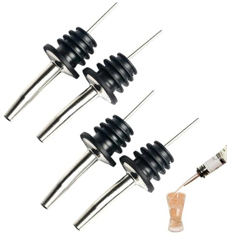 Bottle Pourers for Spirits, 4 Pcs Speed Pourers Olive Oil Pourer Spout,Spirit Pourers Stainless Steel Liquor Spirit Spouts, Bottles Pouring Stoppers, Wine Dispenser Wine Bottle Spirits Liquor Pourer