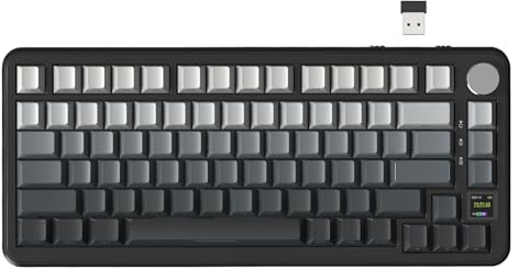 ATTACK SHARK X85PRO Kabellose mechanische Tastatur mit TFT-Display und Knopf, 75% QMK-Gaming-Tastatur mit Dichtung, 2,4 G/BT/USB-C kabelgebunden, Hot-Swap-fähiger, 4000mAh,NKRO, RGB(Mondnacht)