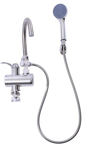 Robinet chauffe-eau instantané - 3000 W - Pivotant à 360° - Avec pommeau de douche et affichage LCD de la température - Chauffe-eau instantané - Pour cuisine, salle de bain, chambre à coucher