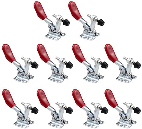 Reinscer 10 unidades de pinza roja de 201 A, 27 kg, herramienta de tensión rápida, abrazaderas horizontales, accesorios para herramientas de carga pesada