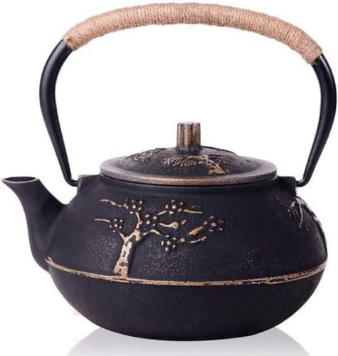 Tekanna med infuser Gjutjärn tekanna vattenkokare med rostfritt stål infusersil, 900 ml Tekanna-900ml/970