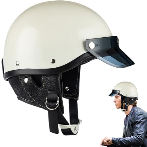 Halmetto di motocicletta, casco per moto a faccia aperta - Casco per motociclisti,Comodo elegante mezzo cappuccio protettivo per l'da gare di neve scooter