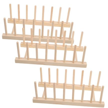 Mipcase 3piezas Estante de Almacenamiento de Madera Organizador de Platos para Cocina Escurridor de Platos para Secar Tablas de Cortar y Cuencos Armario