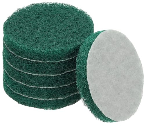 YELARXI Power Scrub Pads, Scrubbing Pads 180 Grits Scouring Discs - Fitting for (Home Kitchen Cleaning - Drill Attachment - Scrubber Replacement) 6 Pcs & 5 Inch & Green