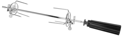 Toyvian Fourchette de Grill Rotative Acier Inoxydable de Outil Pratique pour Rôtir Poulet Poisson et Viande avec Poignée pour Bbq Plein Air