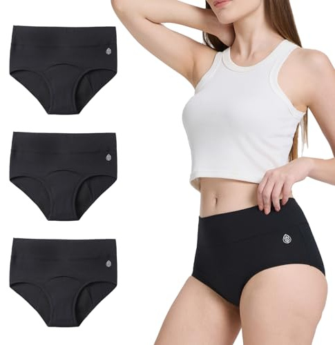 Period Pants for Women Leak Proof Period Underwear, Incontinence Pants Women High Absorbency, Washable Leakproof Protective Briefs High Waist Cotton, 3Pack, XL