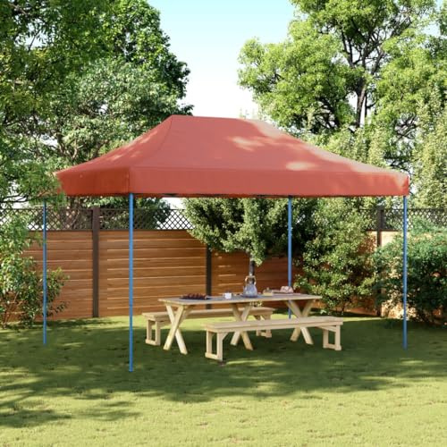 Tente de Réception Pliable, Pop-Up avec Toit en Tissu Oxford PVC, Structure Acier Thermolaqué, Chapiteau de Jardin Exterieur, pour Mariages, Fêtes, Jardins, Rouge Terracotta, 410x279x315 cm
