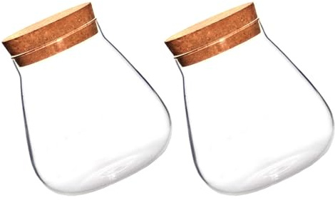 Toyvian Botella Ecológica de Vidrio Tapón de Corcho para Micropaisajes y Terrarios, 2 Unidades Pequeño Tamaño Transparente para Decoración de Jardín y Cultivo Hidropónico