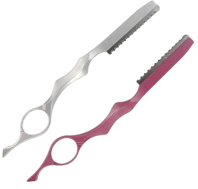 FIXOSHEE 2 Stück Teiliges Haarschneide rasiermesser Set aus Langlebigem Edelstahl Ergonomisch und Rutschfest zum Präzisen Ausdünnen und Layering für Salon und Heimgebrauch Rosa und