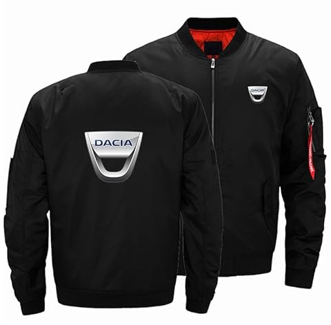 WDOZHGF Baseballjacka för män med ståkrage klassisk Dac_ia pilotstil casual långärmade sportkläder, svart, XL