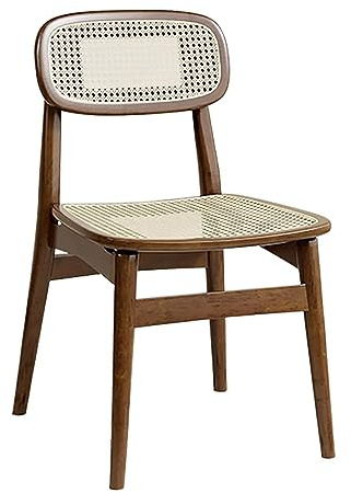 Matstol i rotting, 1 st, modern stol i mitten av århundradet för vardagsrum, kök, matsal, trädgård, arbetsrum, tehus, hotell, höjd 43 cm, brun
