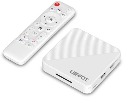 LEFFOT H313 Android 14.0 TV Box 2025, 2GB RAM + 16GB ROM, 4K Ultra HD Decoder Smart TV, Support Controllo Vocale, WiFi 6, BT 5.4, USB 3.0, HDR10, 100M Ethernet, RK3518 Quad-Core ARM Cortex-A53
