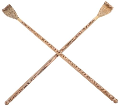 GALPADA Gratte-dos en Bois de Poulet 2 Pièces Portable pour Adultes et Femmes Enceintes, Outil de Massage Long pour Soulager les Démangeaisons Sévères du Dos