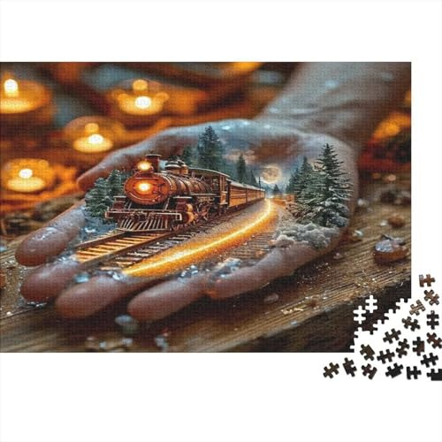 Tren de Vapor Bosque fantástico Puzzle de 1000 Piezas Papel para Adultos Escena de luz Nocturna Set de Puzzle 1000 Piezas relajación decoración Regalo Familia 38x26cm/1000pcs