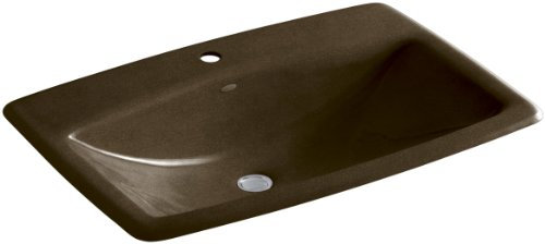 KOHLER K-2885-1-KA Man's Lav Self-Rimming Bathroom Sink with Single-Hole Faucet Drilling, Black 'n Tan