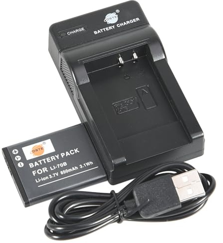 DSTE® Li-70B Rechargeable Li-ion Battery + DC103U Travel and Car Charger Adapter for Olympus D-700 D-705 D-710 D-715 D-745 FE-4020 FE-4040 FE-5040 VG-110 VG-120 VG-130 VG-140 VG-145 VG-150 VG-160 X-940 X-990 Camera
