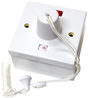45 amp shower switch ceiling pull cord comes with 44mm surface backbox - double pole