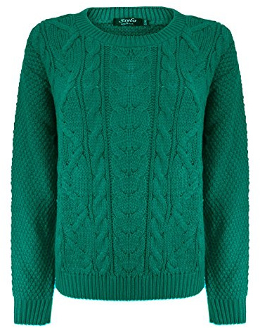 TOP VENDOR New Ladies Womens Cable Knit Long Sleeves Knitted Jumper Over Size Sweater Top 8-14