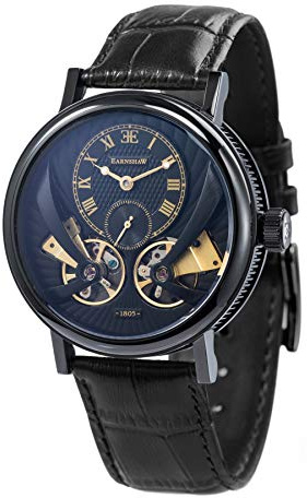 Thomas Earnhshaw Beaufort Anatolia ES-8059-04 Orologio automatico meccanico da uomo con quadrante analogico classico nero e cinturino in pelle nera