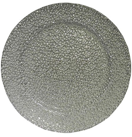StealStreet 13 Inch Glass Charger Plate Silver Color