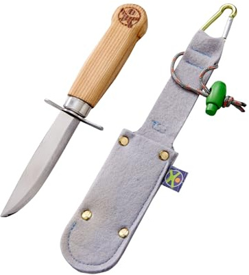 HABA 304245 Terra Kids Outdoormesser, ergonomisches Freizeit und Schnitzmesser, feststehende Klinge aus rostfreiem Stahl, transparent