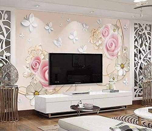 Photo Wallpaper– Rose,pansy,vine,relief,TV,background,wall,150cmx105cm(59.1x41.3inch) Wall Mural – Picture Decoration livingroom Bedroom